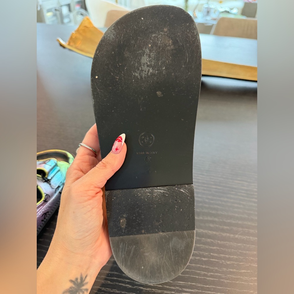 Chanel leather multi color dad sandals; worn 5x - Picture 9 of 9